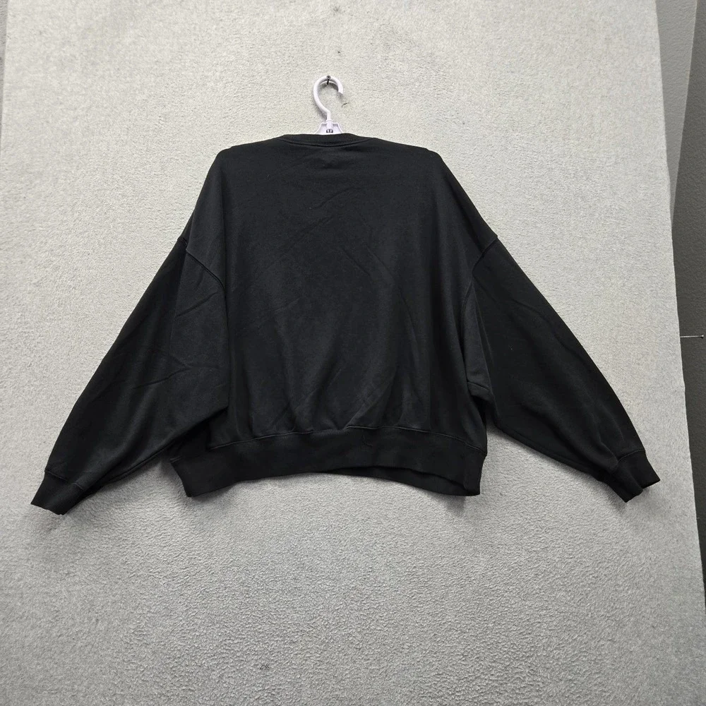 Nike Women Sweatshirt S Black Oversized Swoosh Spellout Logo Just Do It Pullover